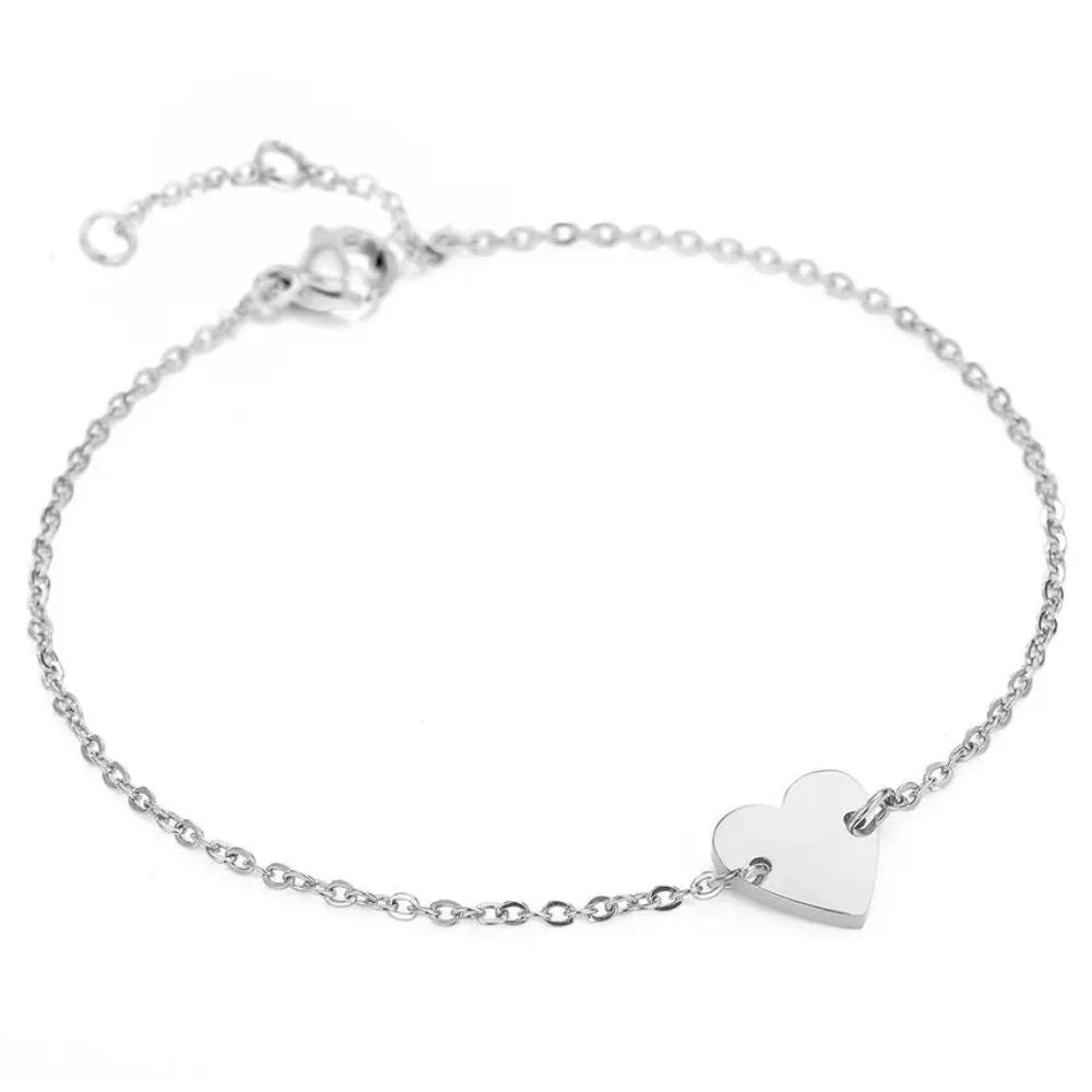 bracelet coeur chainette argent