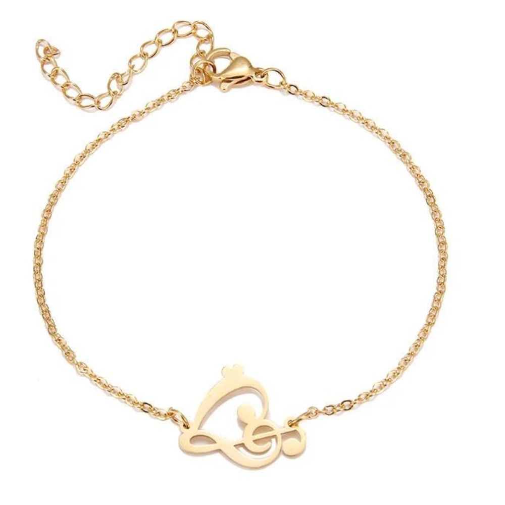 bracelet coeur musique à chaine et fermoir homard