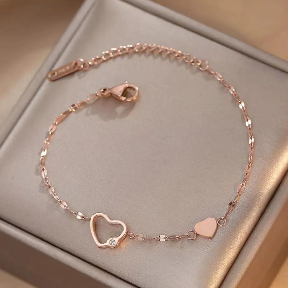 bracelet coeur or rose