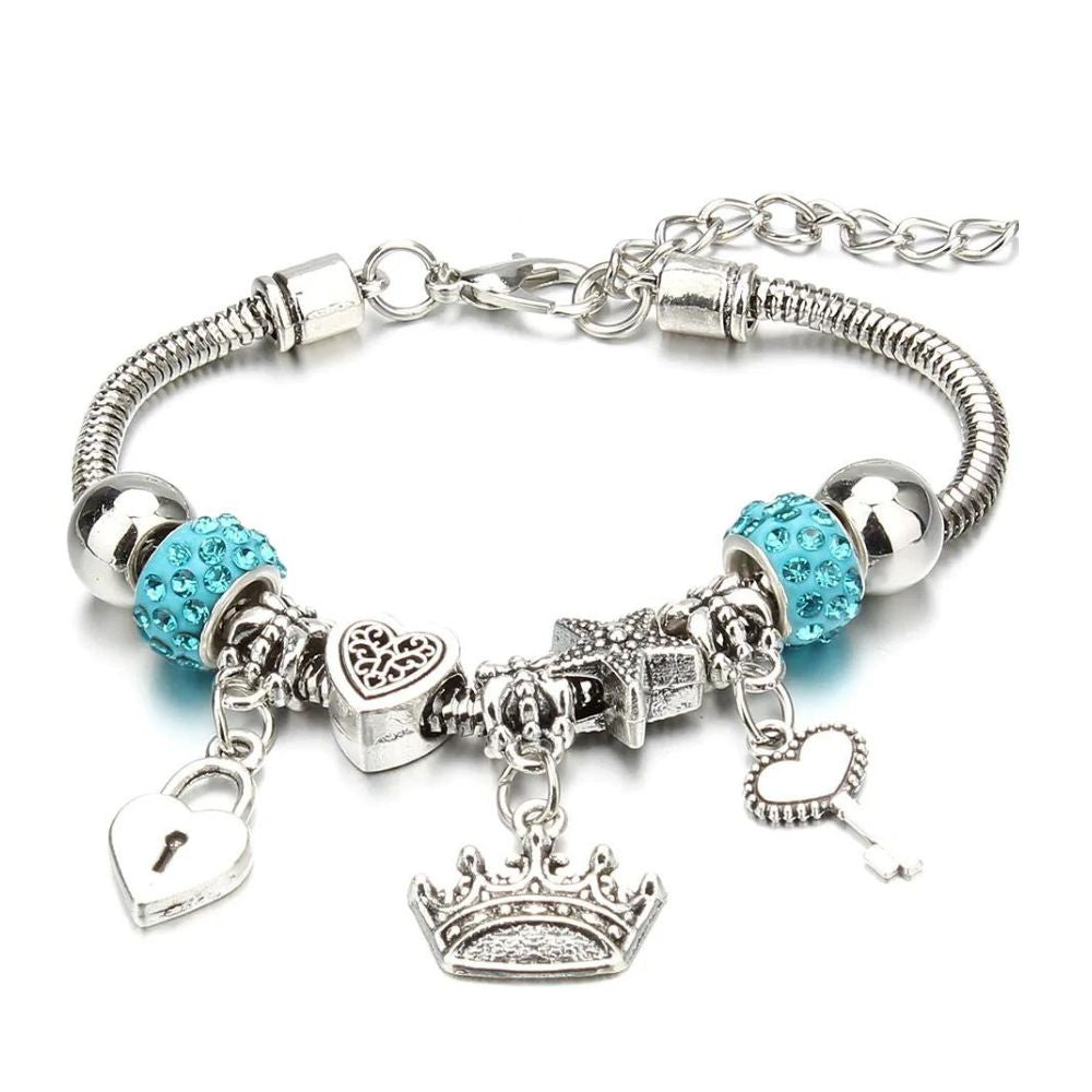 Bracelet Couronne Breloque Bleu