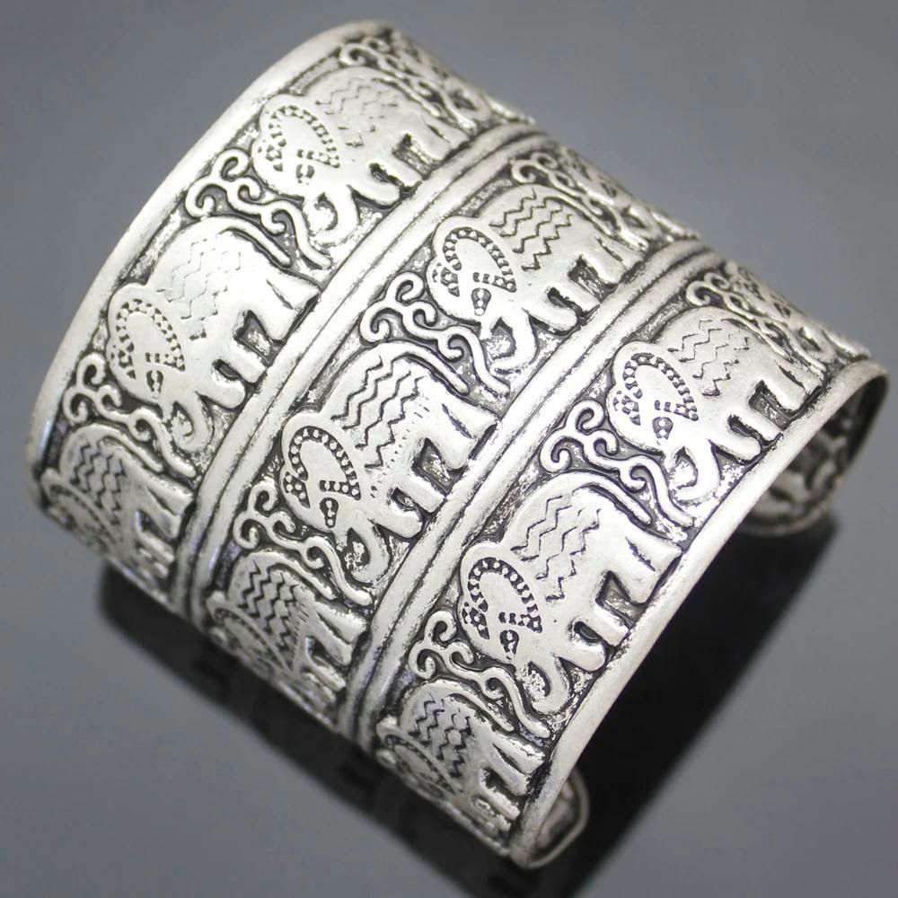 Bracelet Éléphant Manchette Argent