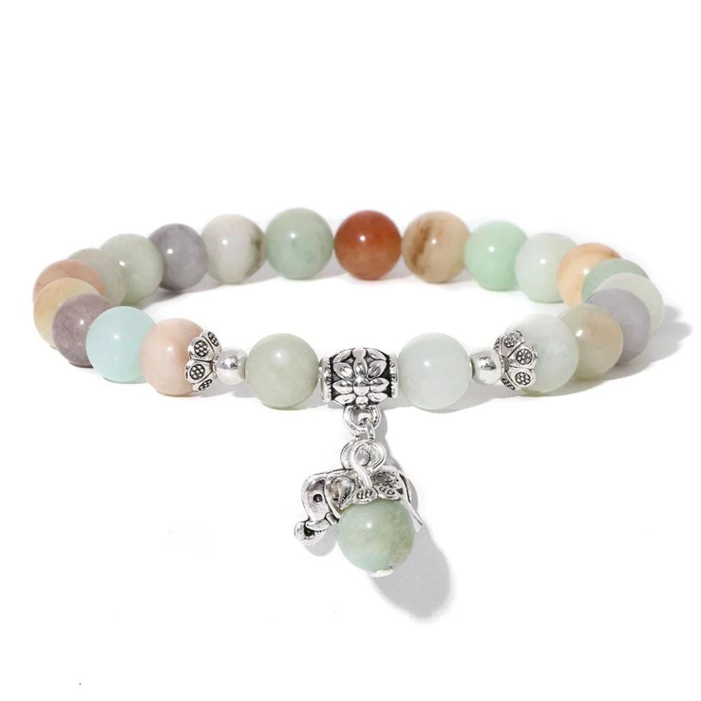 Bracelet Éléphant Perles Chalcedony