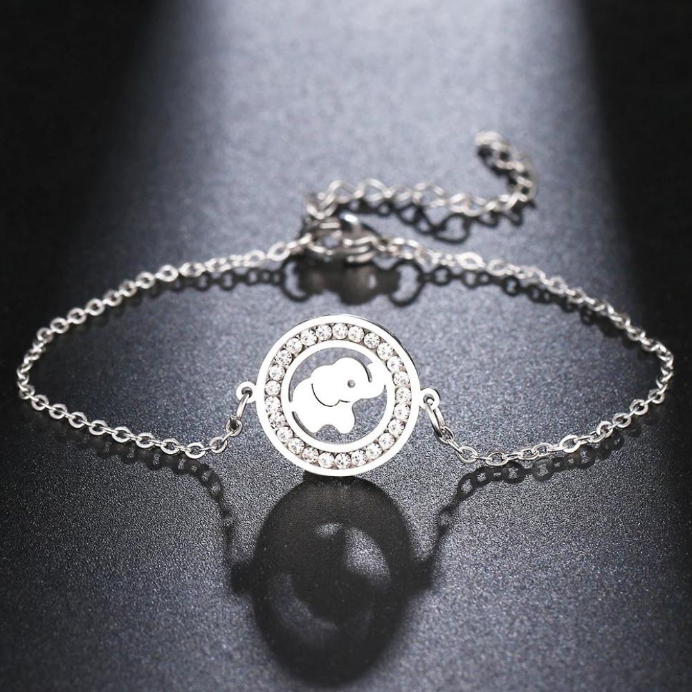bracelet éléphant strass argenté