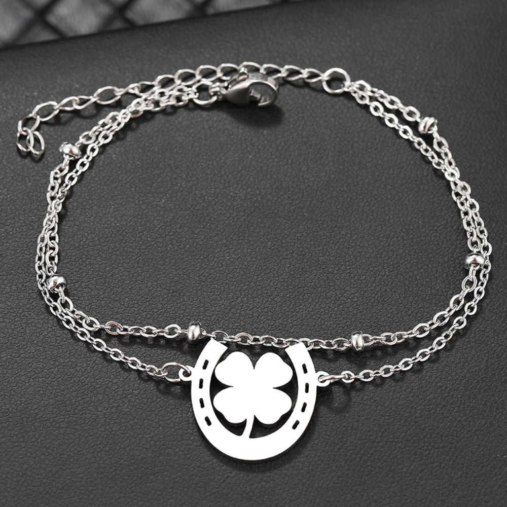 bracelet fer à cheval feuille argent