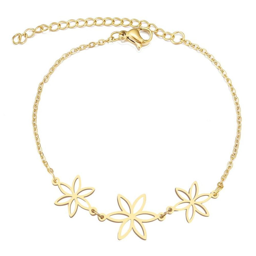bracelet fleur acier inoxydable