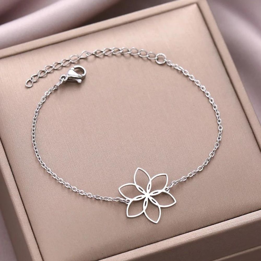 bracelet fleur camelia en argent