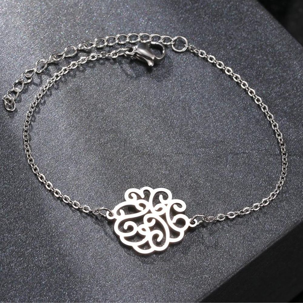 bracelet fleur poignet argenté
