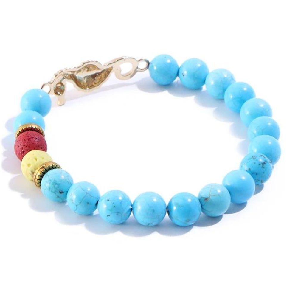 Bracelet Hippocampe Perles Bleues
