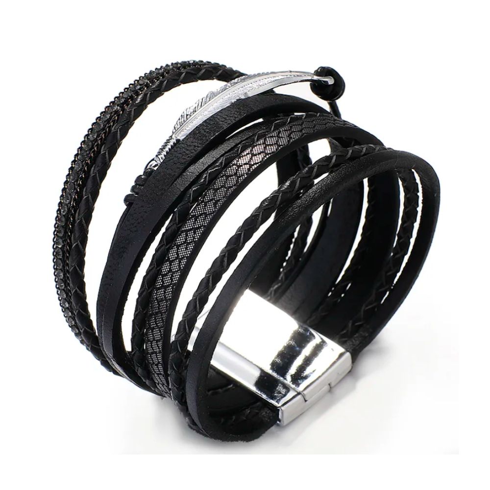 Bracelet Homme Cuir et Plume