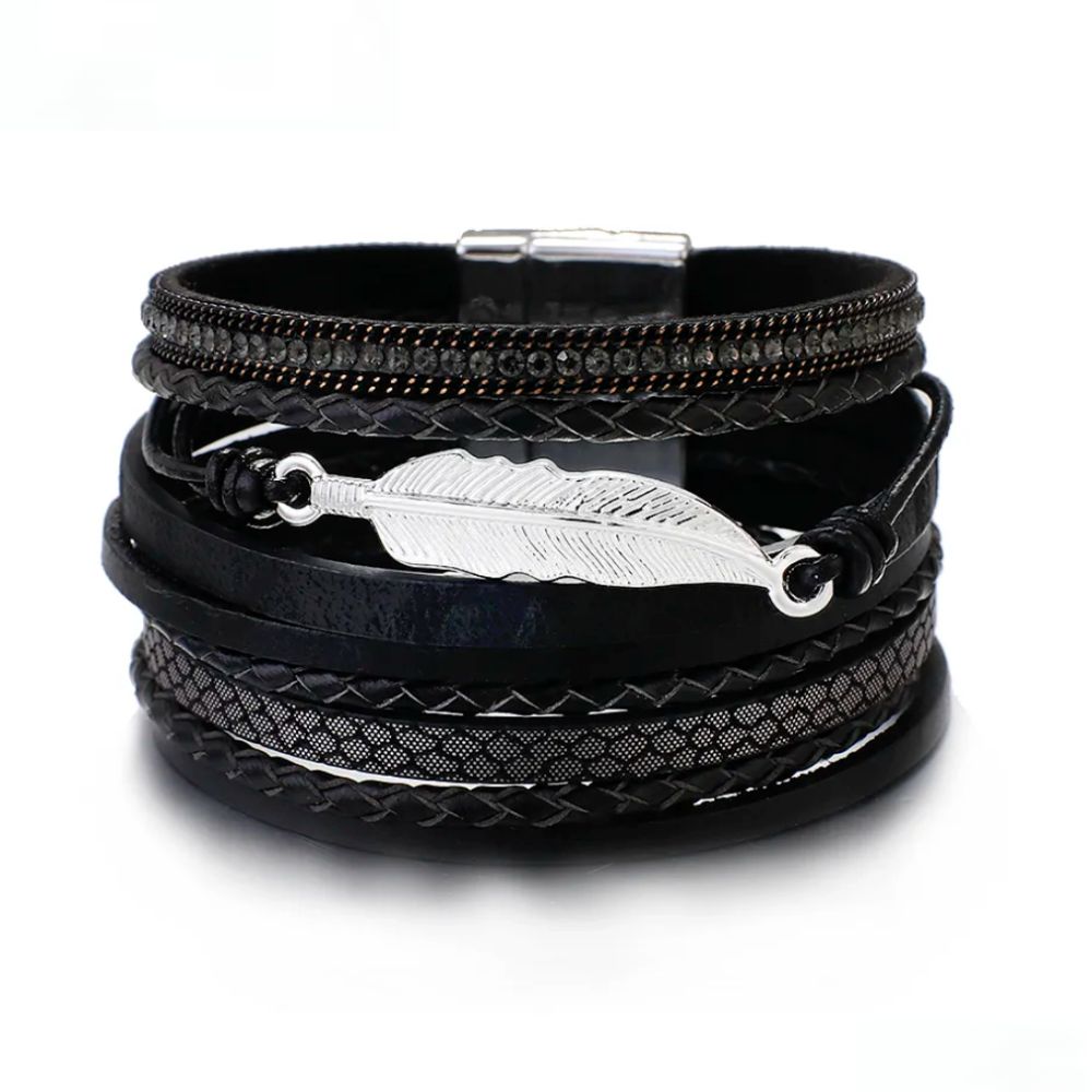Bracelet Homme Cuir et Plume