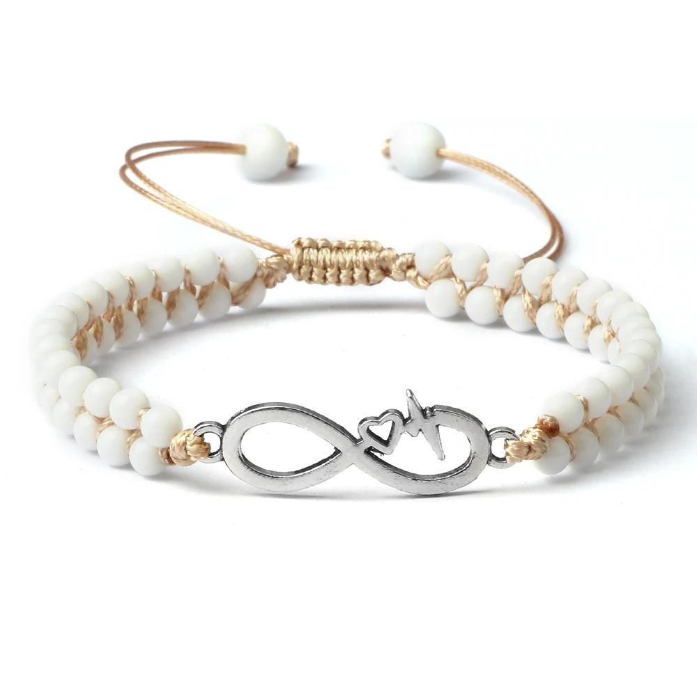 Bracelet Infini Perles Blanches