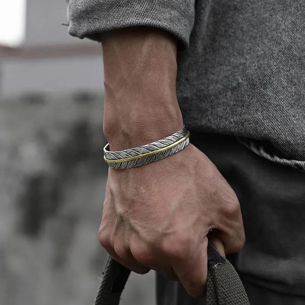 Bracelet Jonc Plume Argent