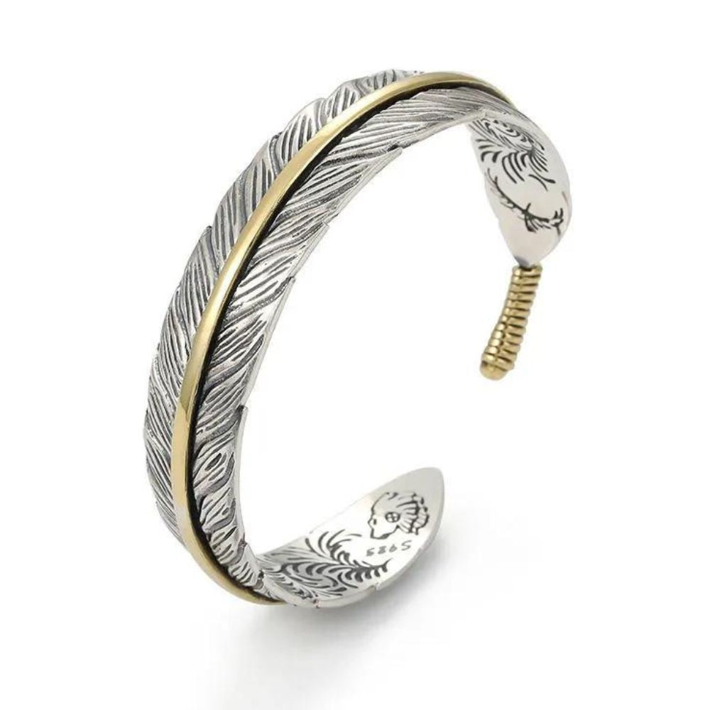 Bracelet Jonc Plume Argent