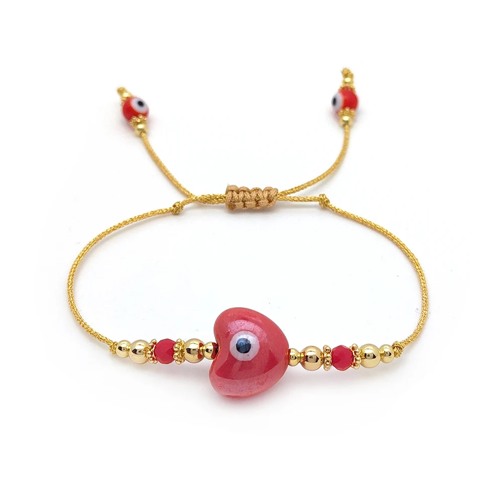 Bracelet Fil Œil Cœur Rouge