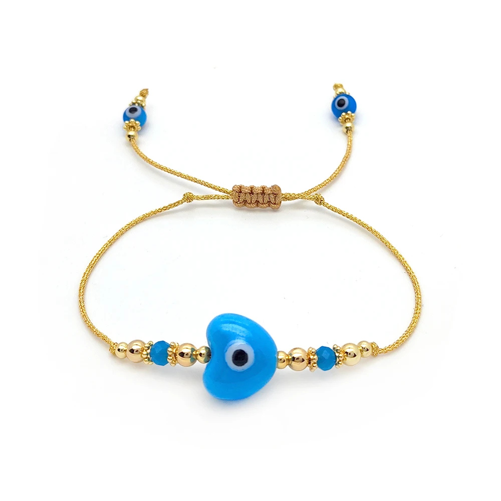 Bracelet Fil Œil Cœur Bleu