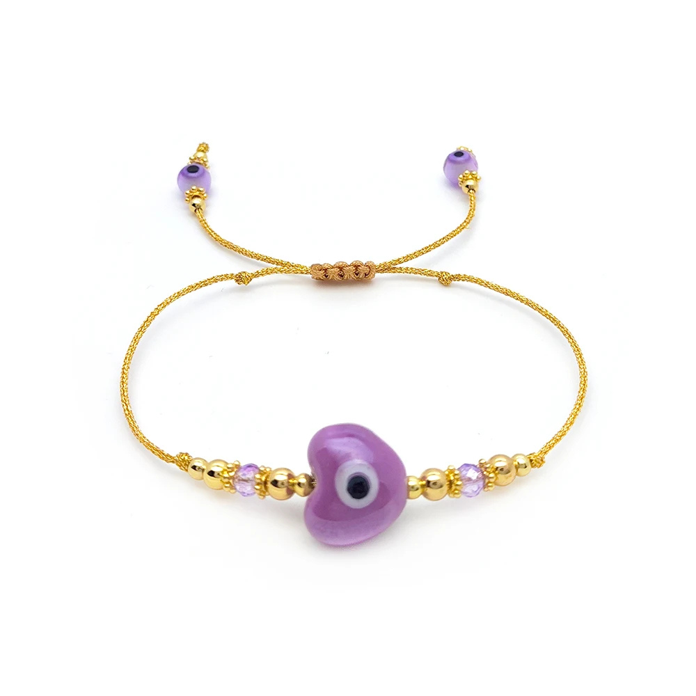 Bracelet Fil Œil Cœur Violet