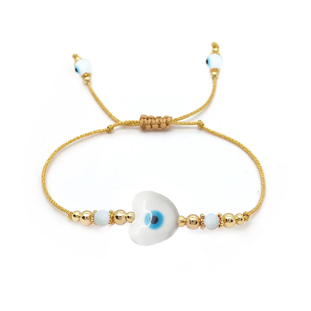 Bracelet Fil Œil Cœur Blanc