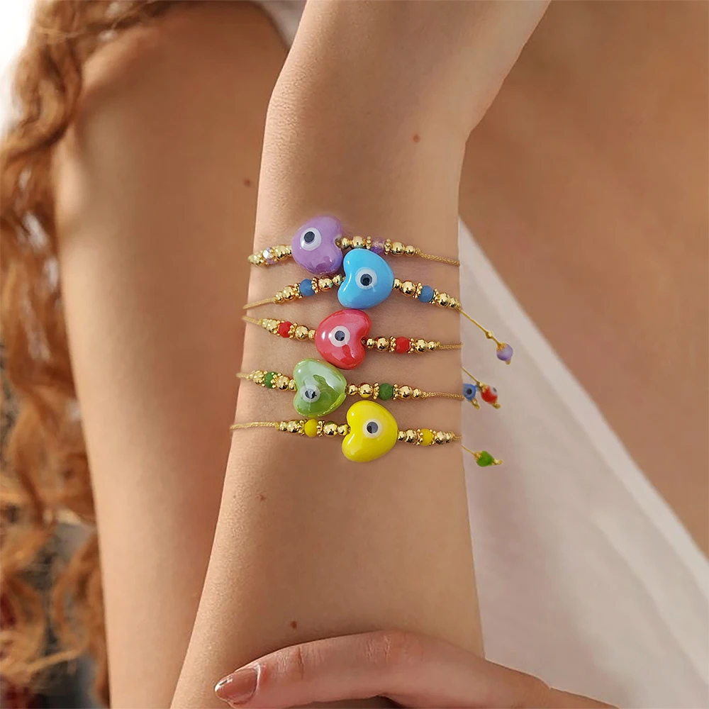 Bracelet Fil Œil Cœur Blanc