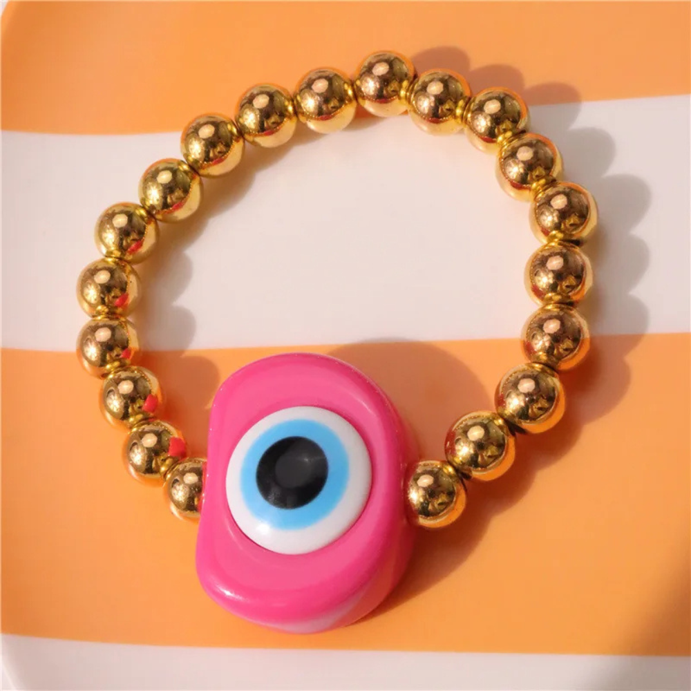 Bracelet Perle Or Œil Fuchsia