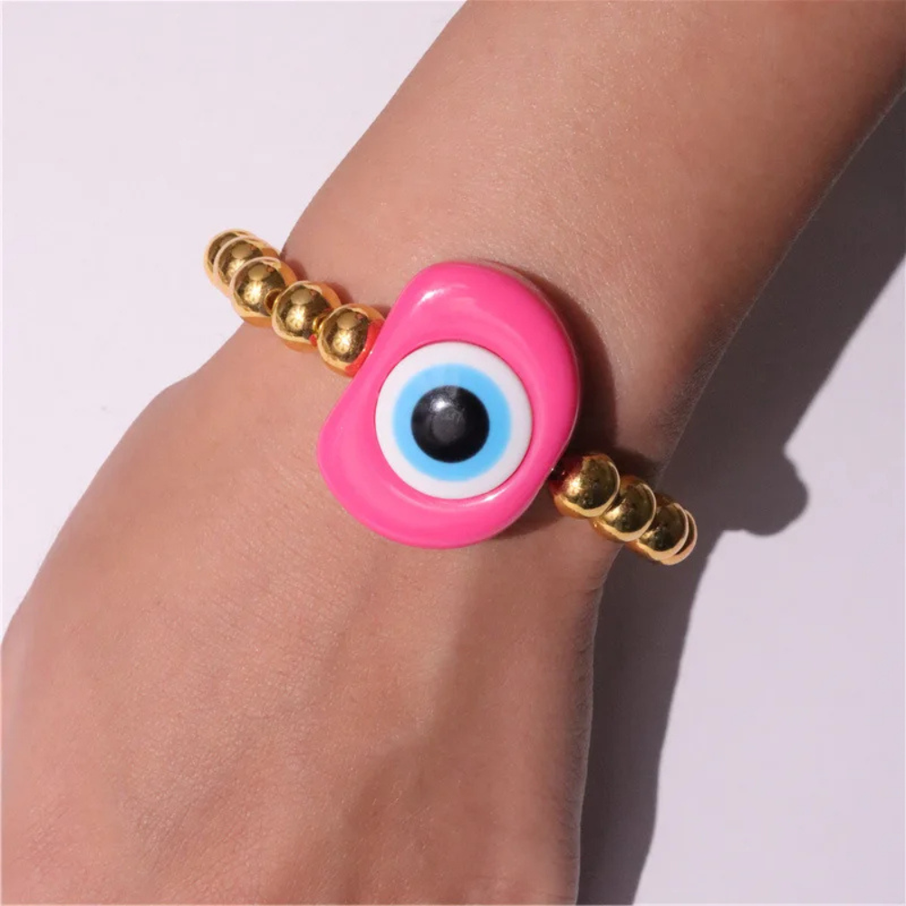 Bracelet Perle Or Œil Fuchsia