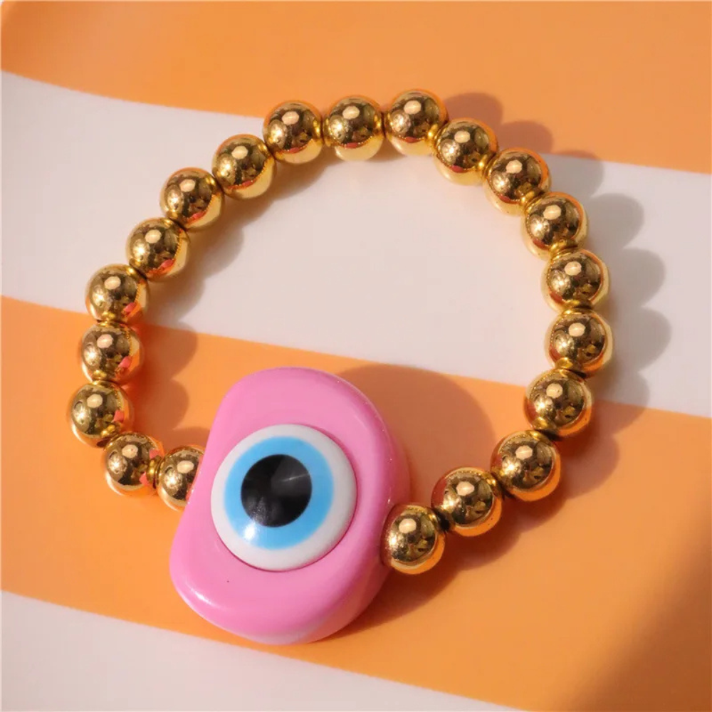 Bracelet Perle Or Œil Rose