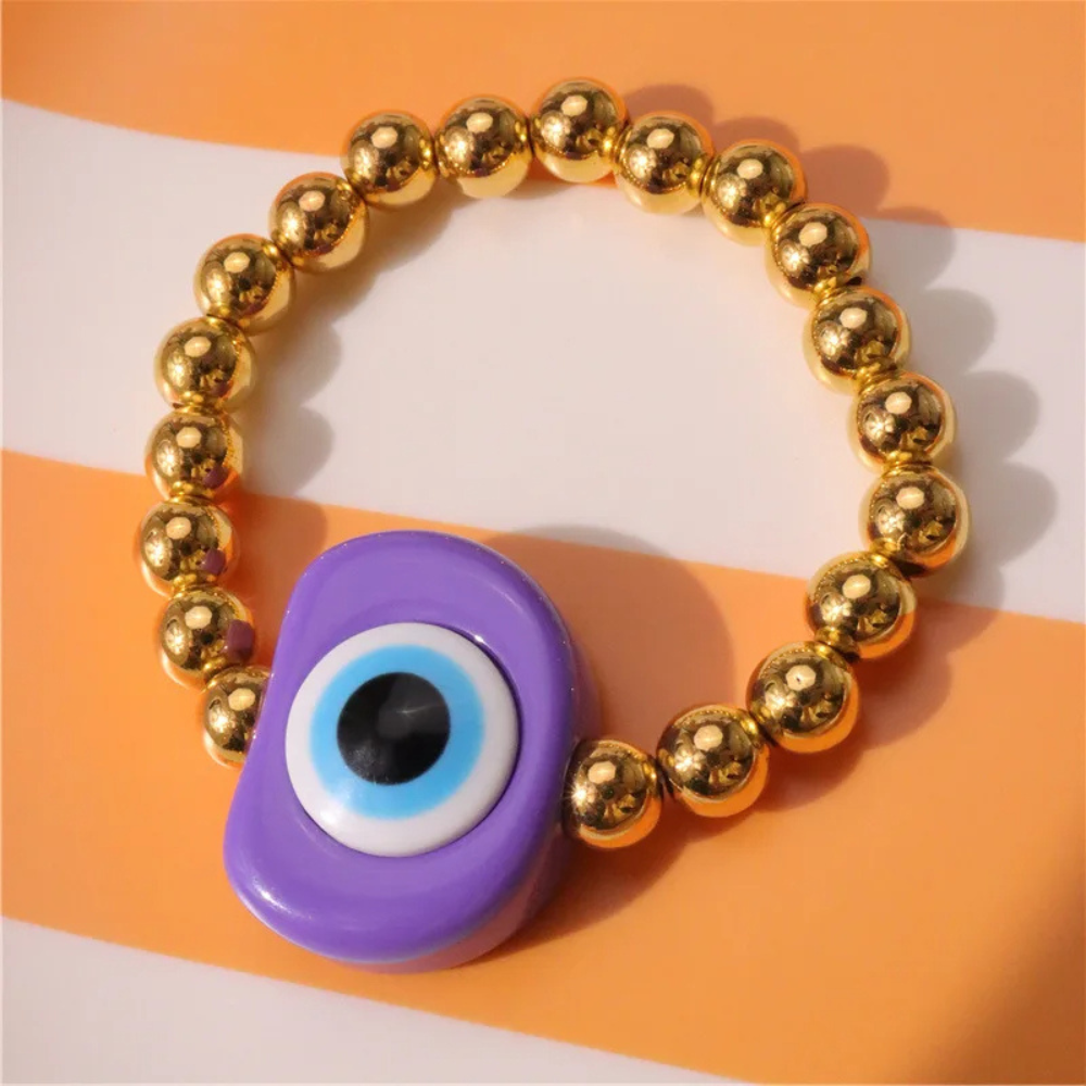 Bracelet Perle Or Œil Violet