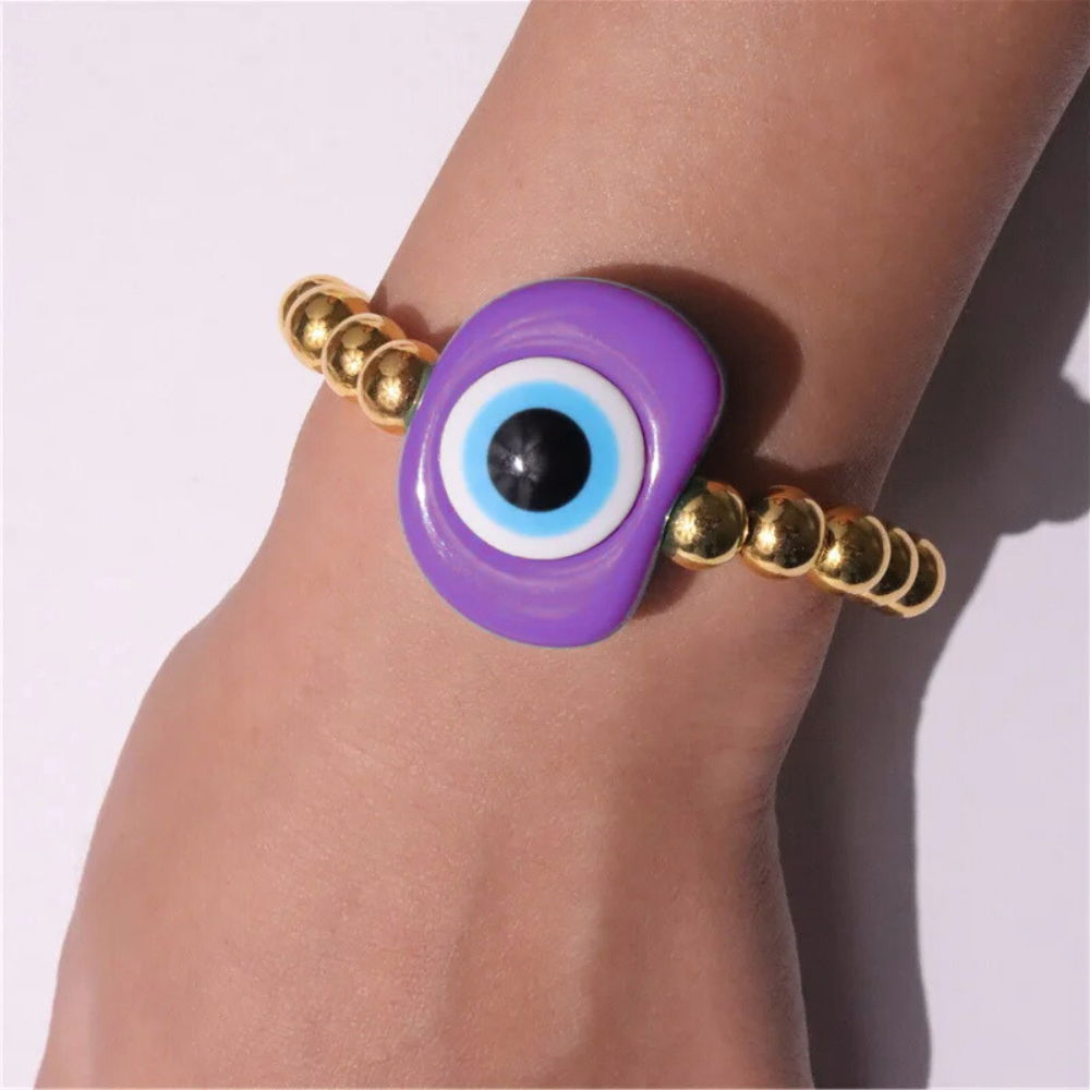 Bracelet Perle Or Œil Violet