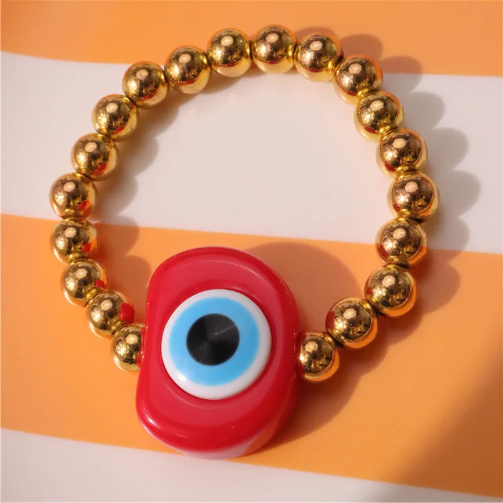 Bracelet Perle Or Œil Rouge