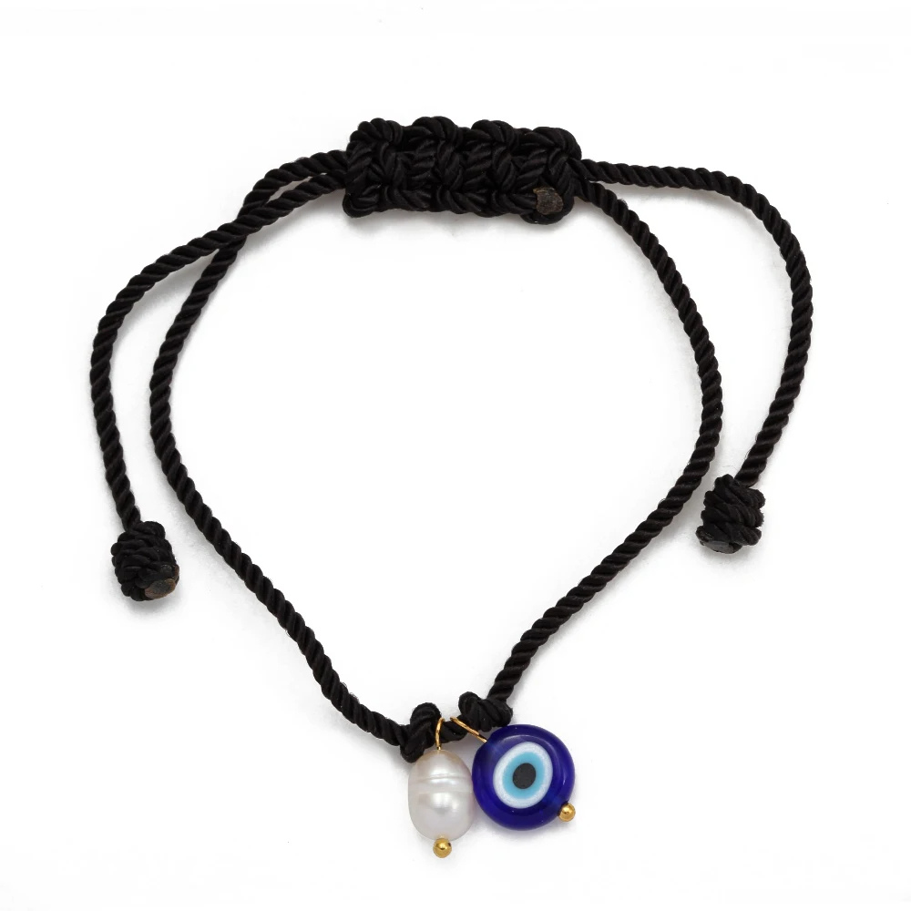 Bracelet Cordon Œil et Perle Naturelle