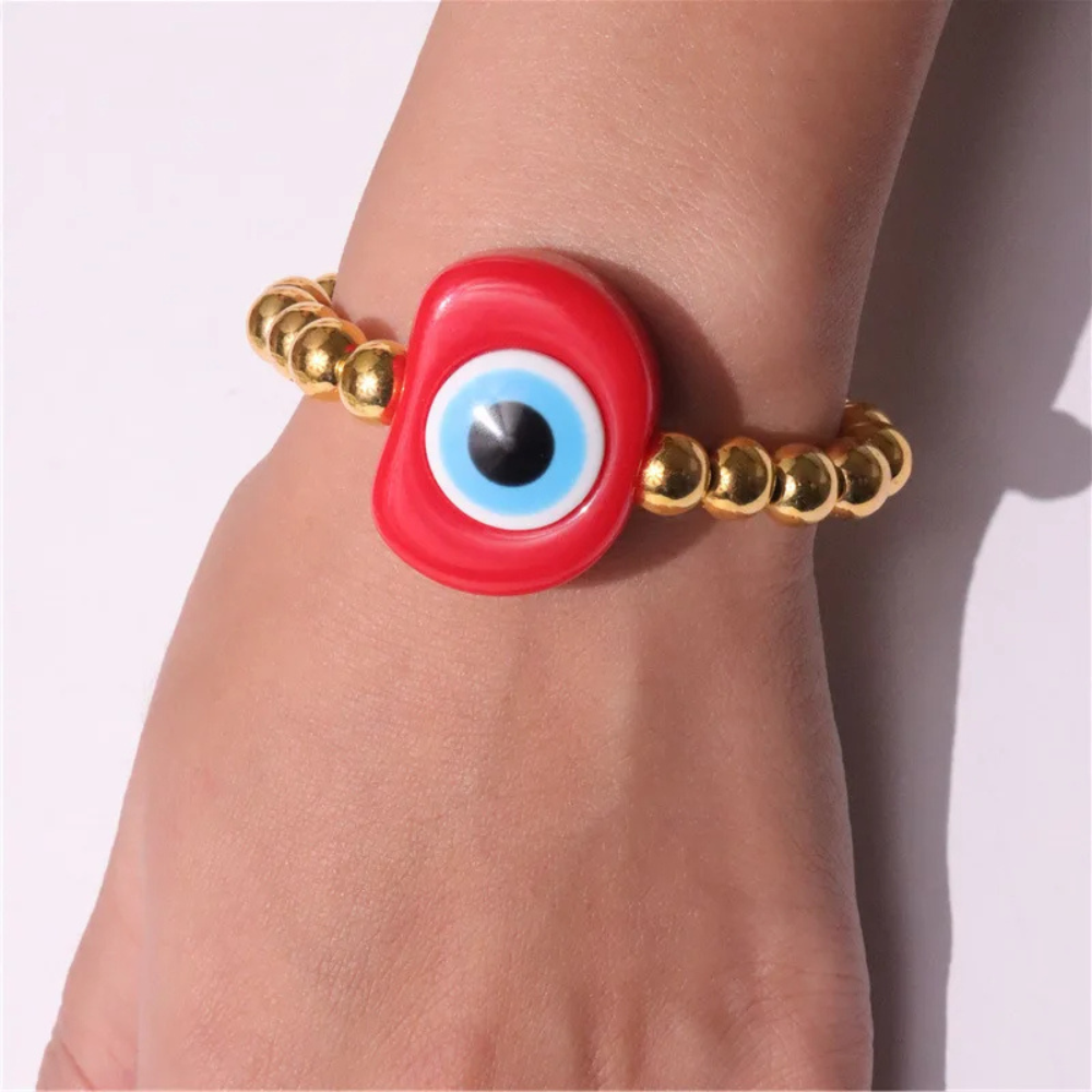 Bracelet Perle Or Œil Rouge