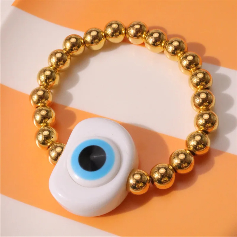 Bracelet Perle Or Œil Blanc