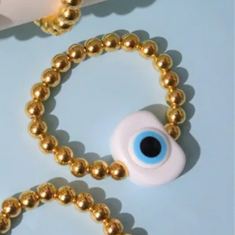 Bracelet Perle Or Œil Blanc