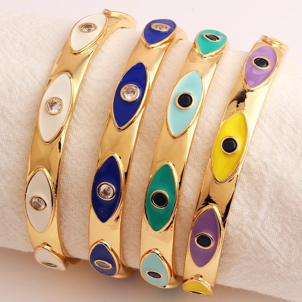Bracelet Œil Jonc Blanc pas cher