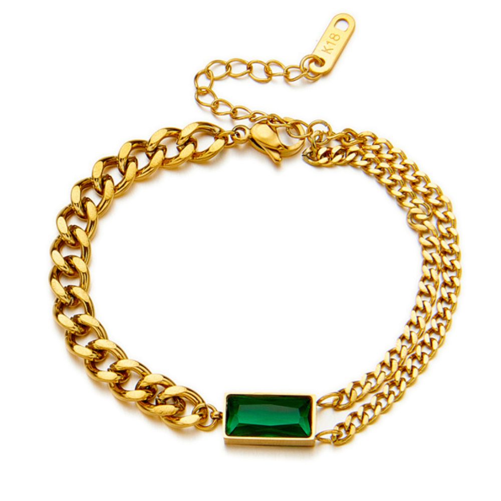 Bracelet Or Pierre Verte