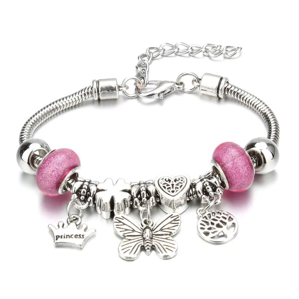 Bracelet Papillon Breloque Rose
