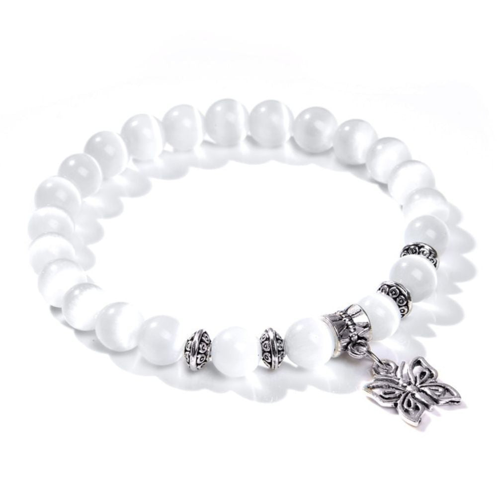 Bracelet Papillon Perles Blanches