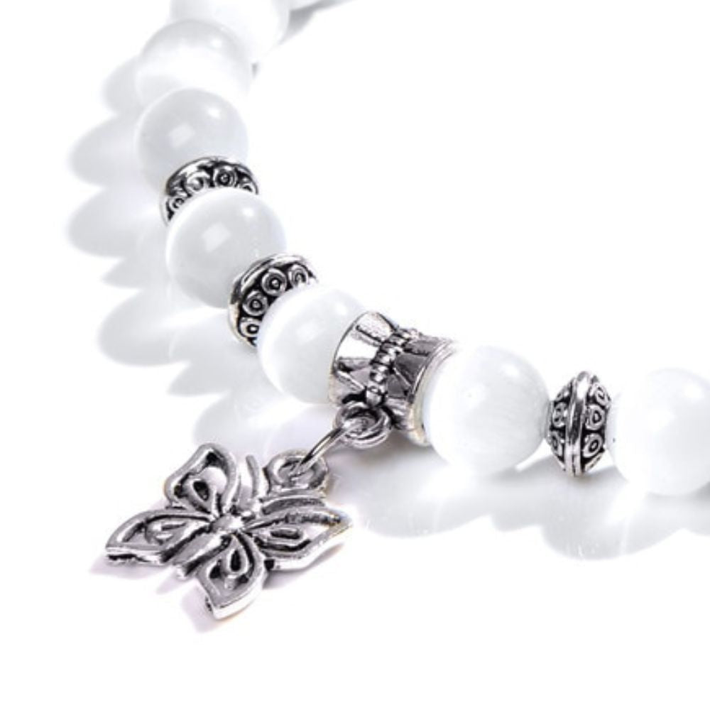 Bracelet Papillon Perles Blanches