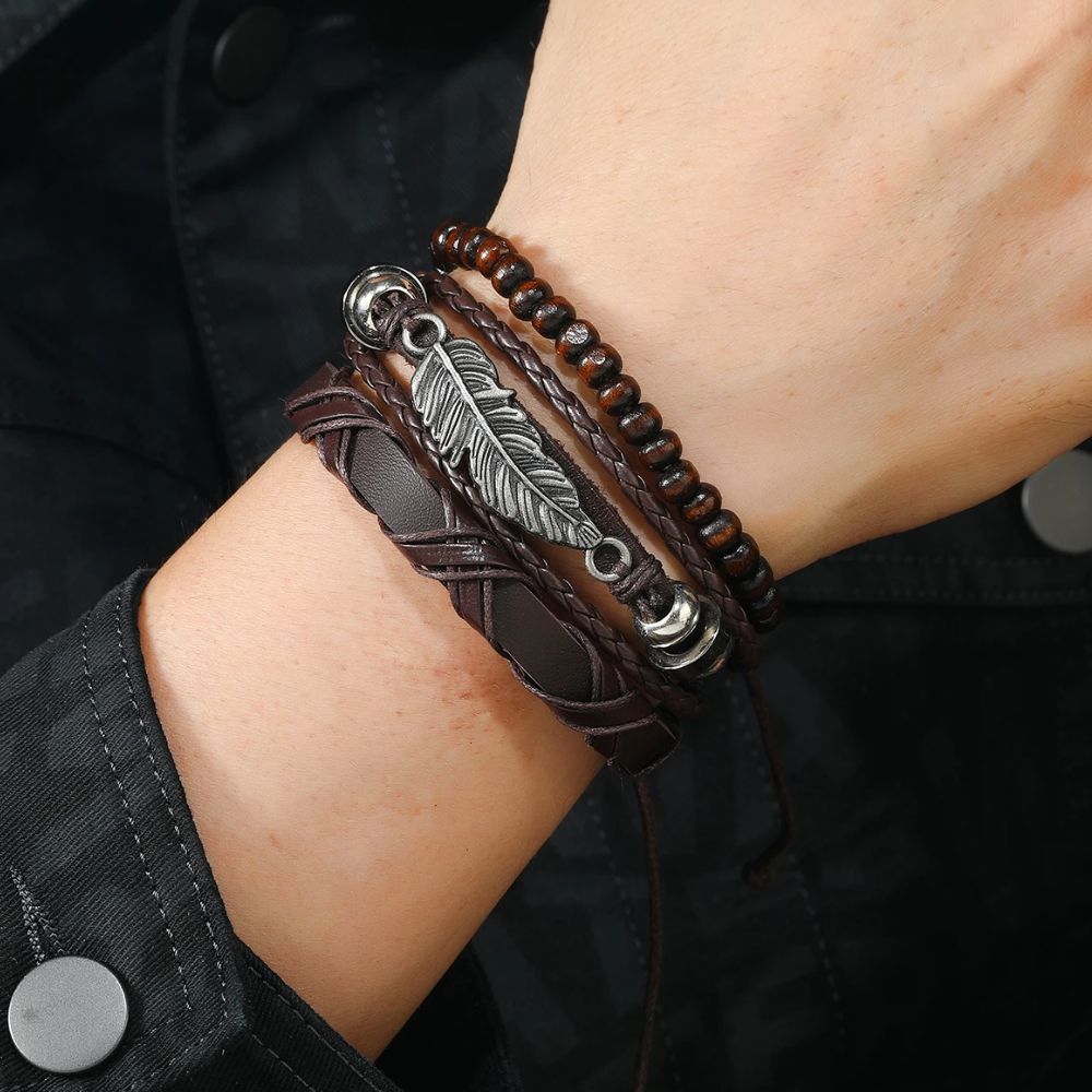 Bracelet Plume Cuir