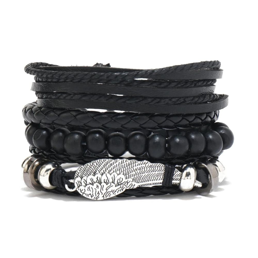 Bracelet Plume Cuir Vintage