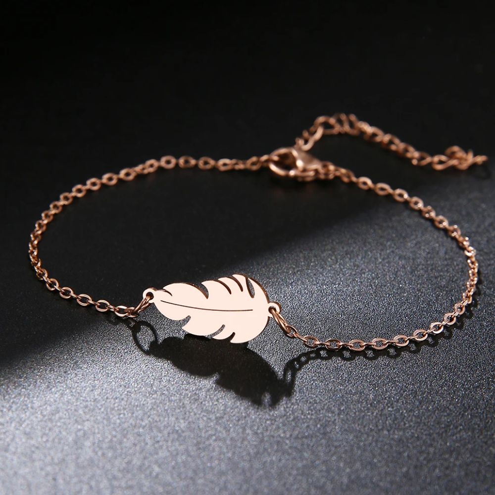 Bracelet Plume Or Rose