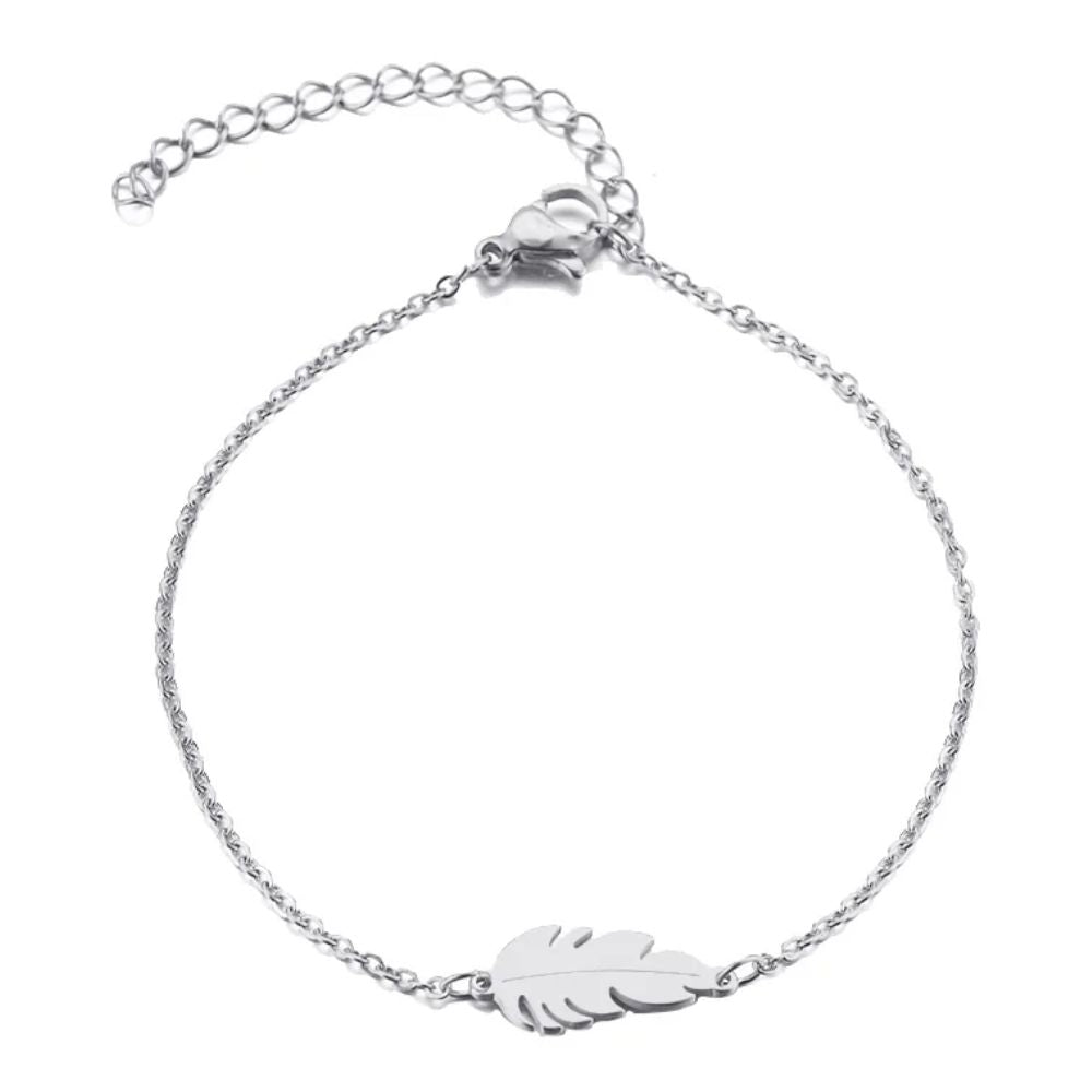 Bracelet Plume Simple Argent