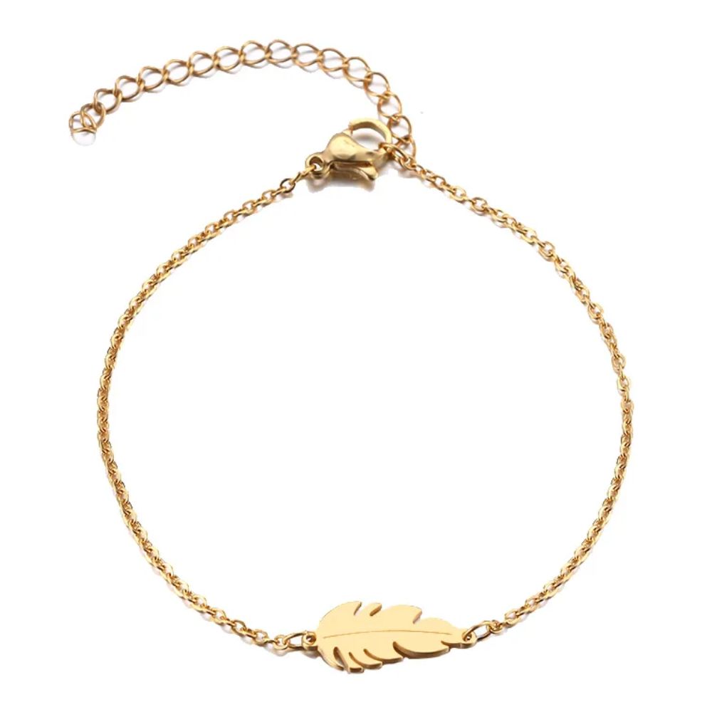 Bracelet Plume Simple Or