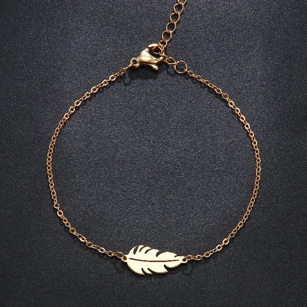 Bracelet Plume Simple Or