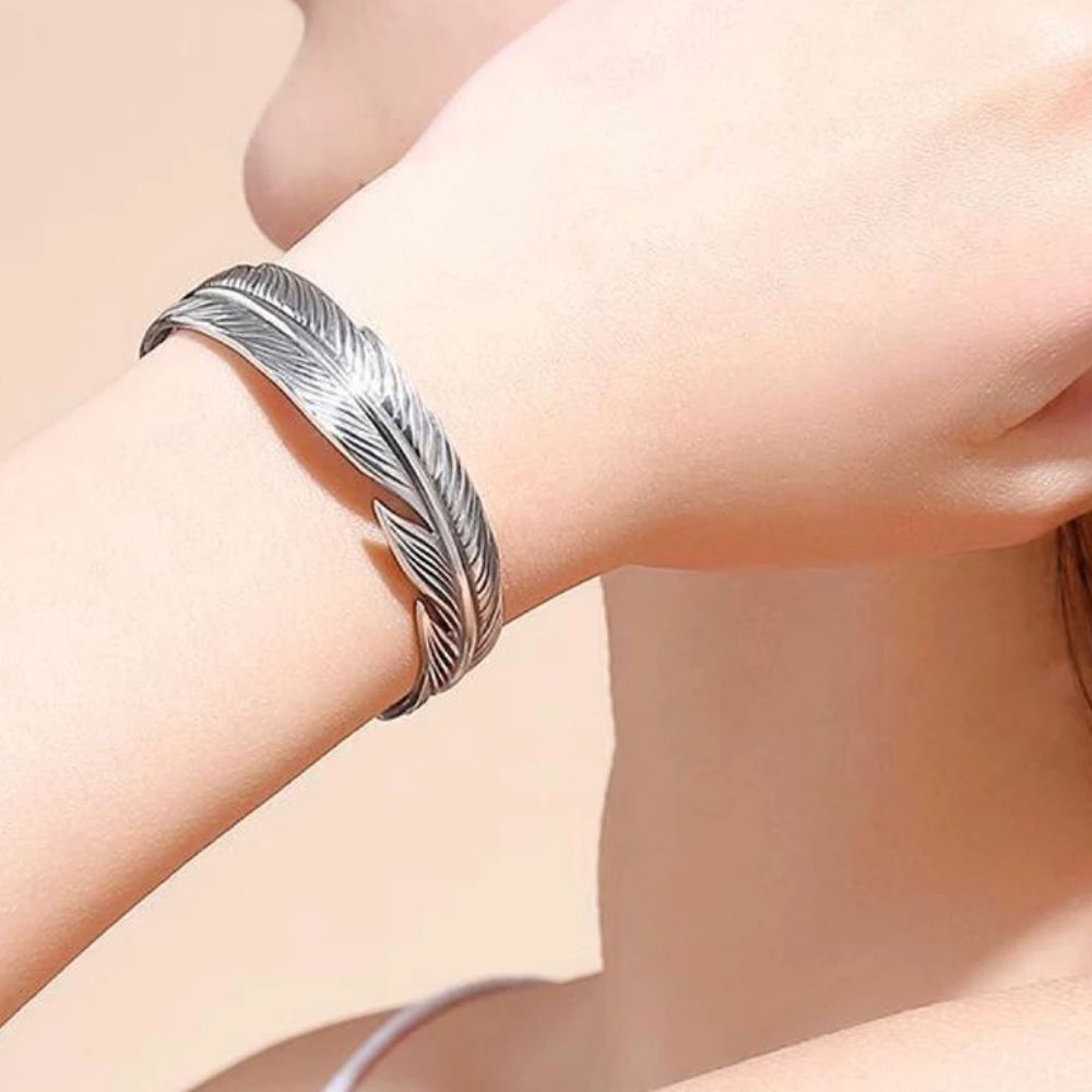 Bracelet Plume Simple Argent