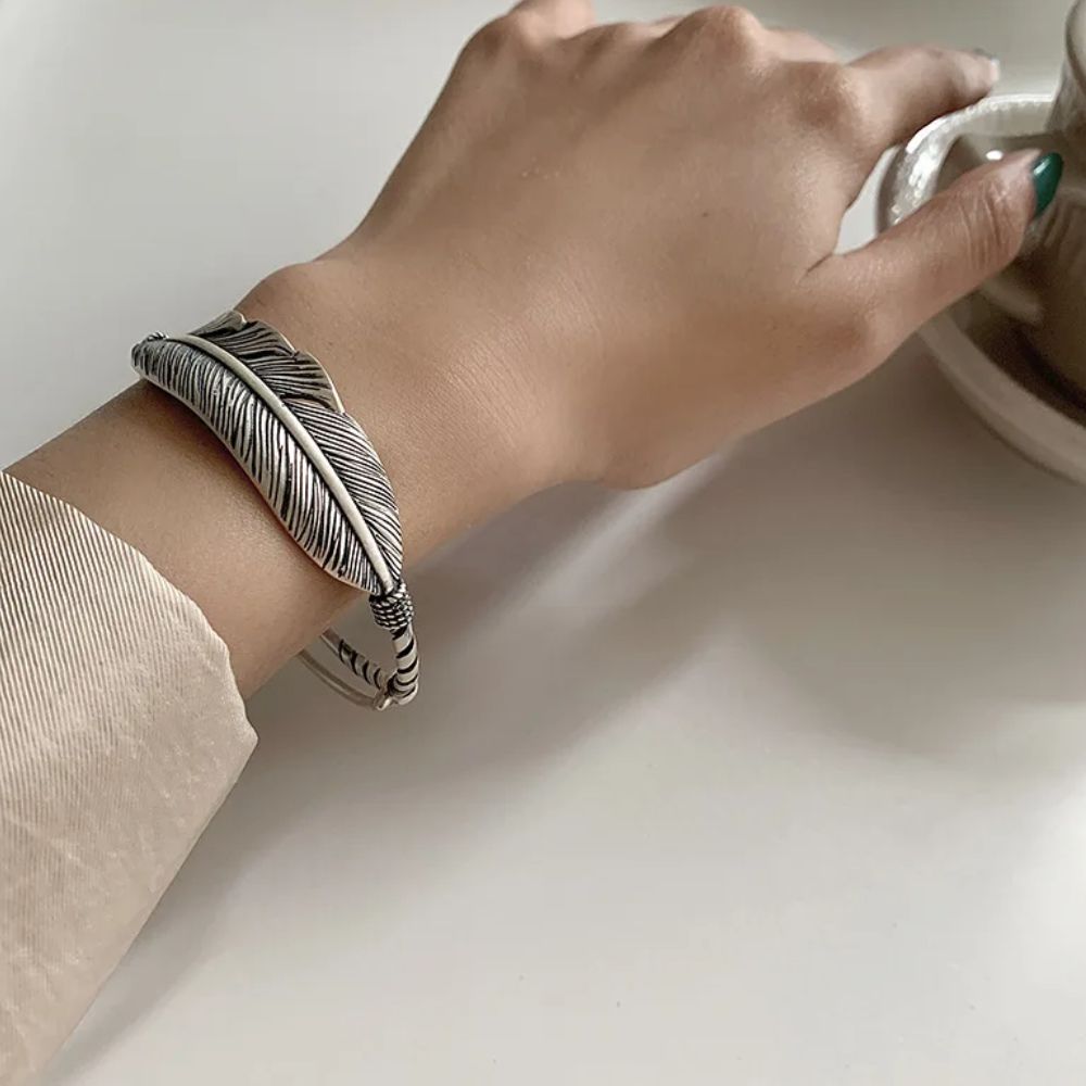 Bracelet Plume Tendance Argent