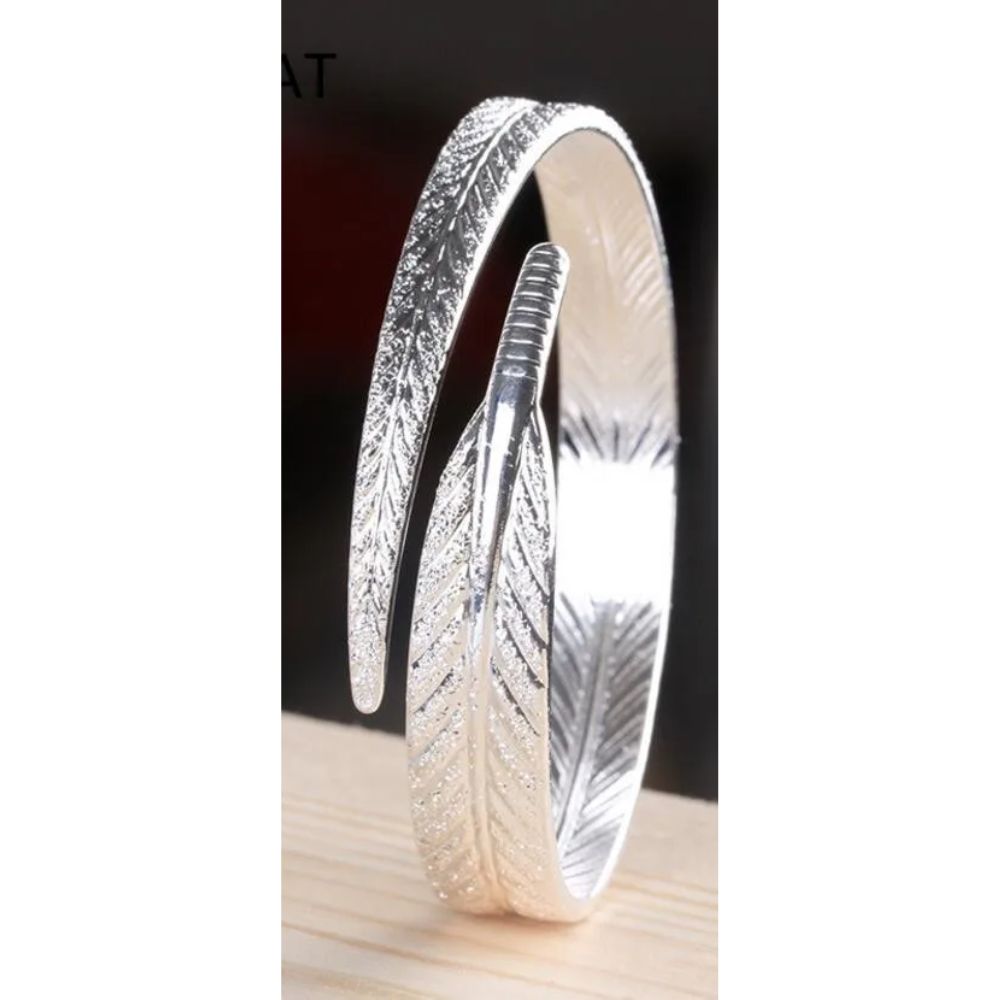 Bracelet Plume Argent Brillant