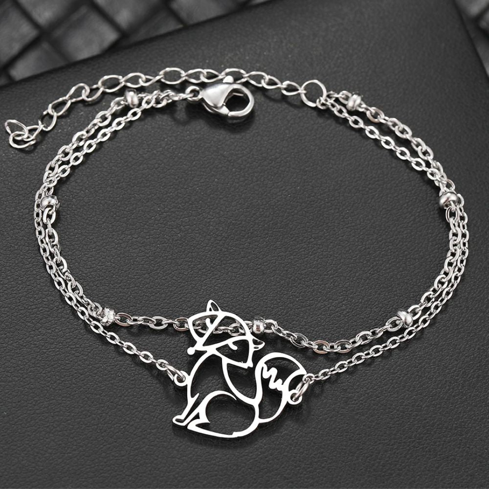 bracelet renard assis argent