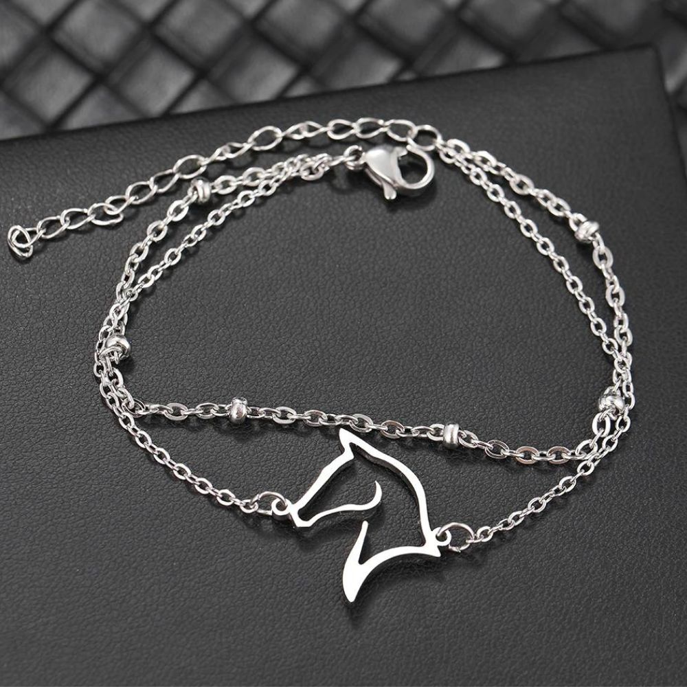 bracelet tête de cheval argenté