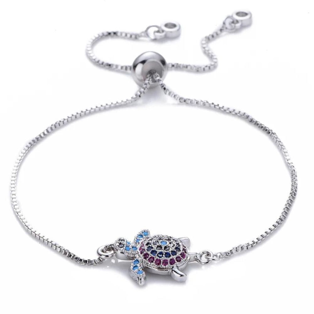 bracelet tortue strass argenté