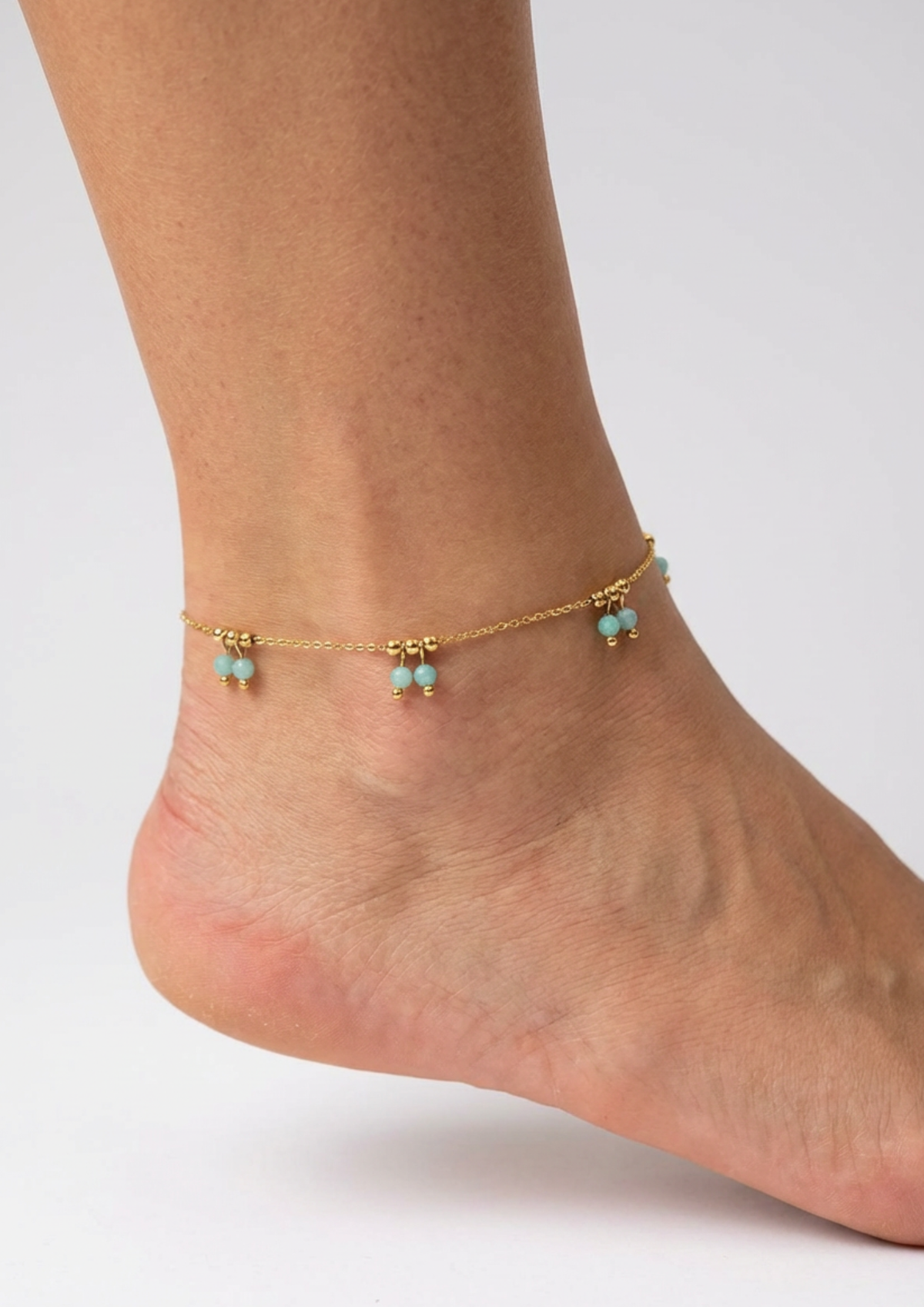 Chaîne de Cheville Perles Turquoises